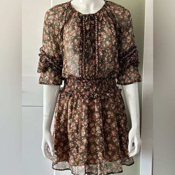 Zara Smocked Dress Keyhole Bodice - Picture 3 of 14